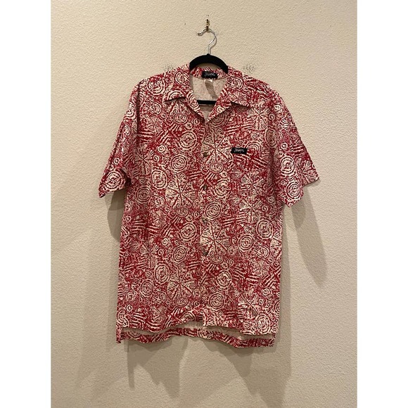 Jimmy Z Vintage  Red/White  Button Up Shirt Aloha Hawaiian S/S Men medium - Picture 1 of 4